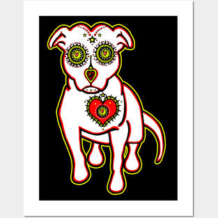 Sugar Skull Style Pitbull Posters and Art